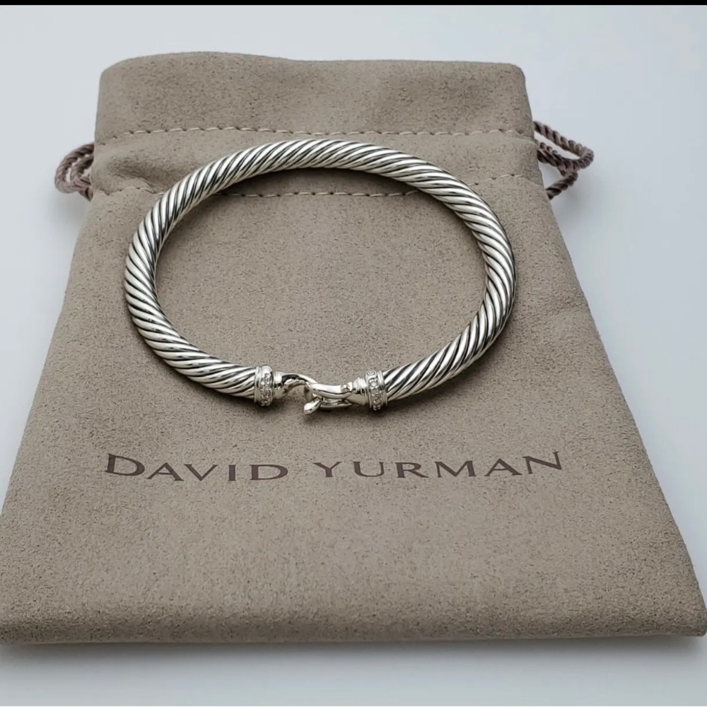 David Yurman Cable Buckle Bracelet with Diamonds, 5mm Size Large